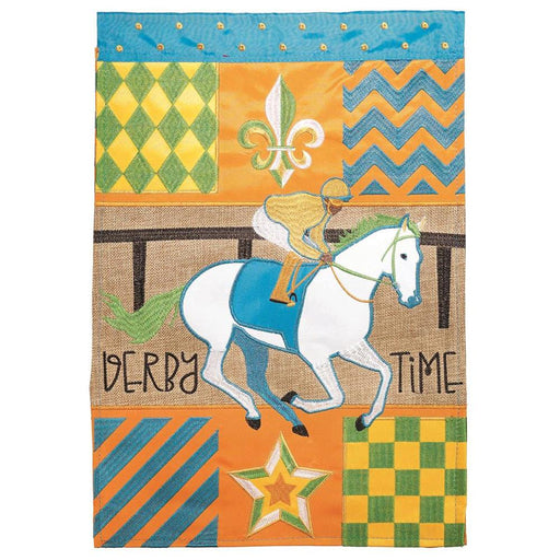 Derby Time Horse & Jockey Large Flag