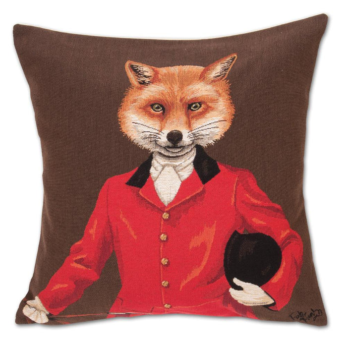 Dandy Fox Tapestry Pillow - Brown