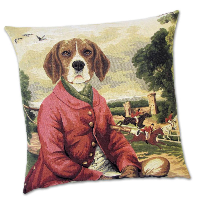 Sir Geoffrey Master Foxhound Tapestry Pillow