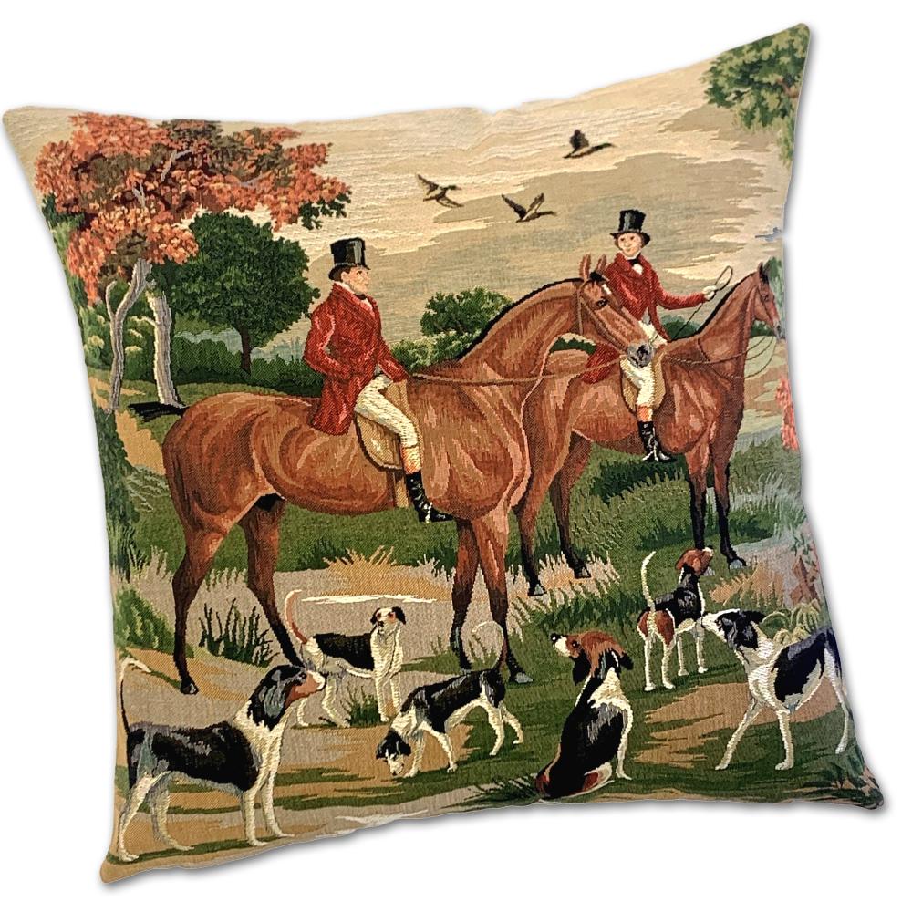 Walking the Hounds - Tapestry Foxhunting Pillow — Horse and Hound Gallery