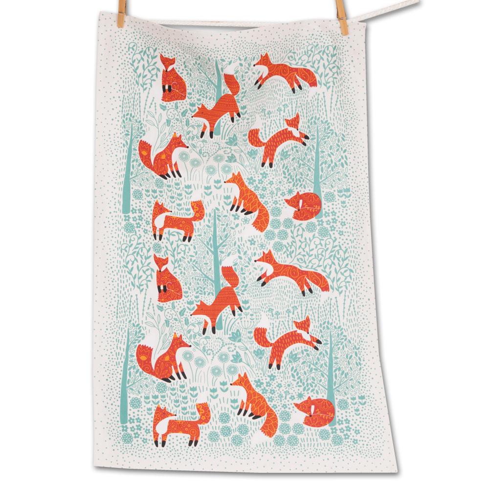 Red Fox and Sprigs Kitchen Towel Set of 2 — Horse and Hound Gallery