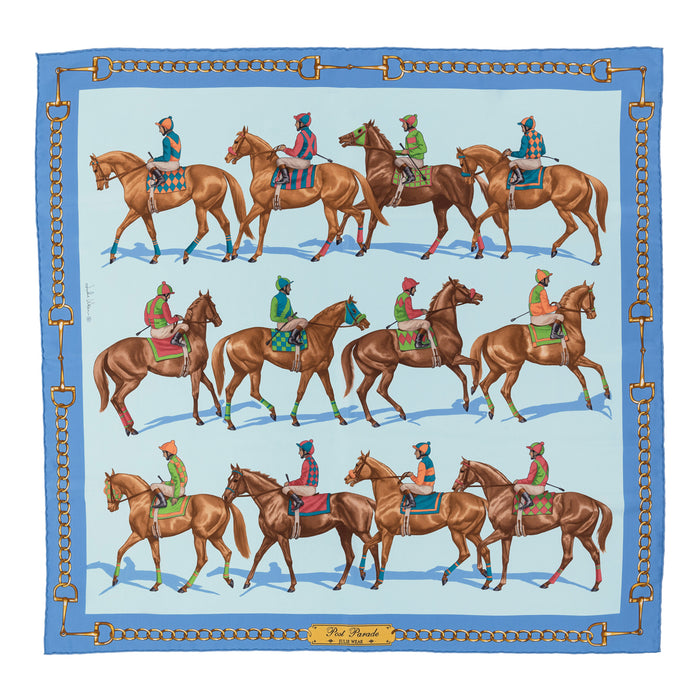 Outfoxed Equestrian Silk Scarf by Julie Wear - Blue — Horse and